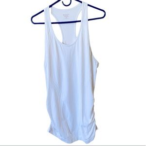 Athleta tank top ruffle sides size medium white